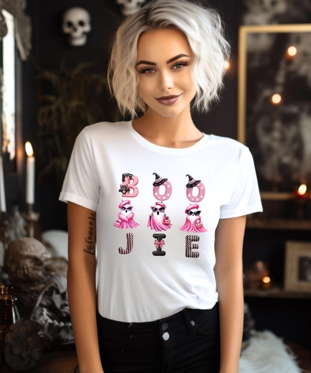 Boojie Ghouls T-Shirt Trendy Halloween Coquette Spooky Ghosts Tee Bella Canvas